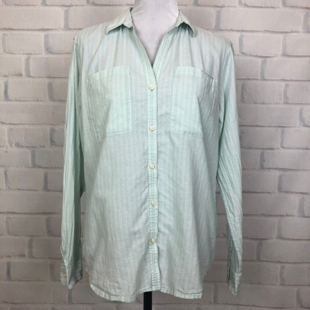 Patagonia Womens Lightweight A/C Buttondown Shirt Size S Green White Stripe - Picture 1 of 9